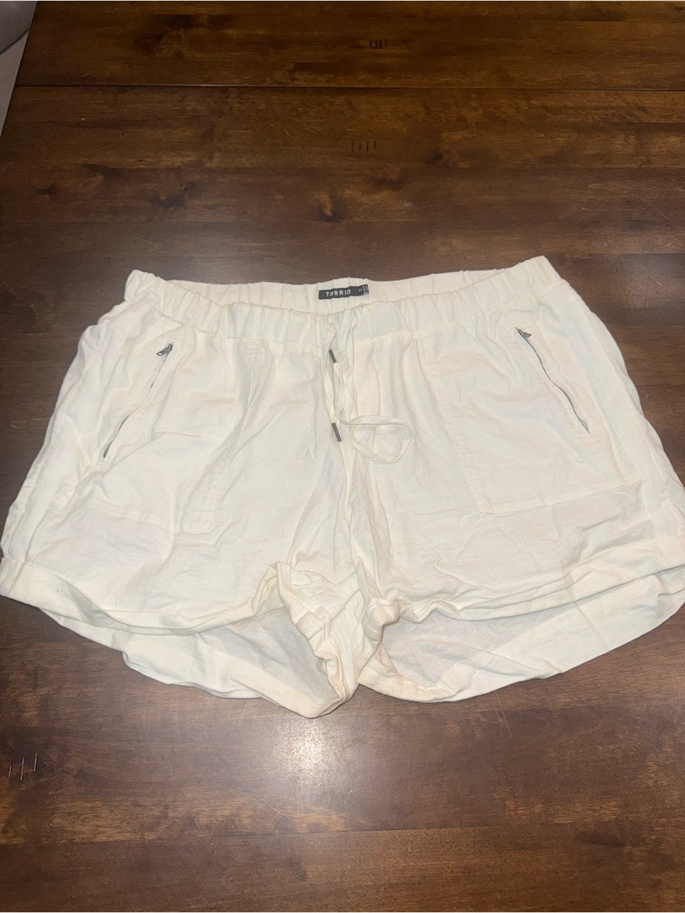 torrid Cream Drawstring Casual Bermuda Shorts